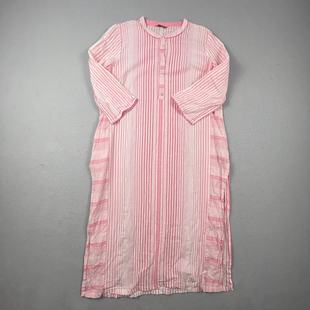 Aurelia Kurti Dress Women Medium Pink White Striped Cotton Tunic Ethnic Casual